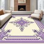 Lavendar Scrolls Cream Medallion Rug