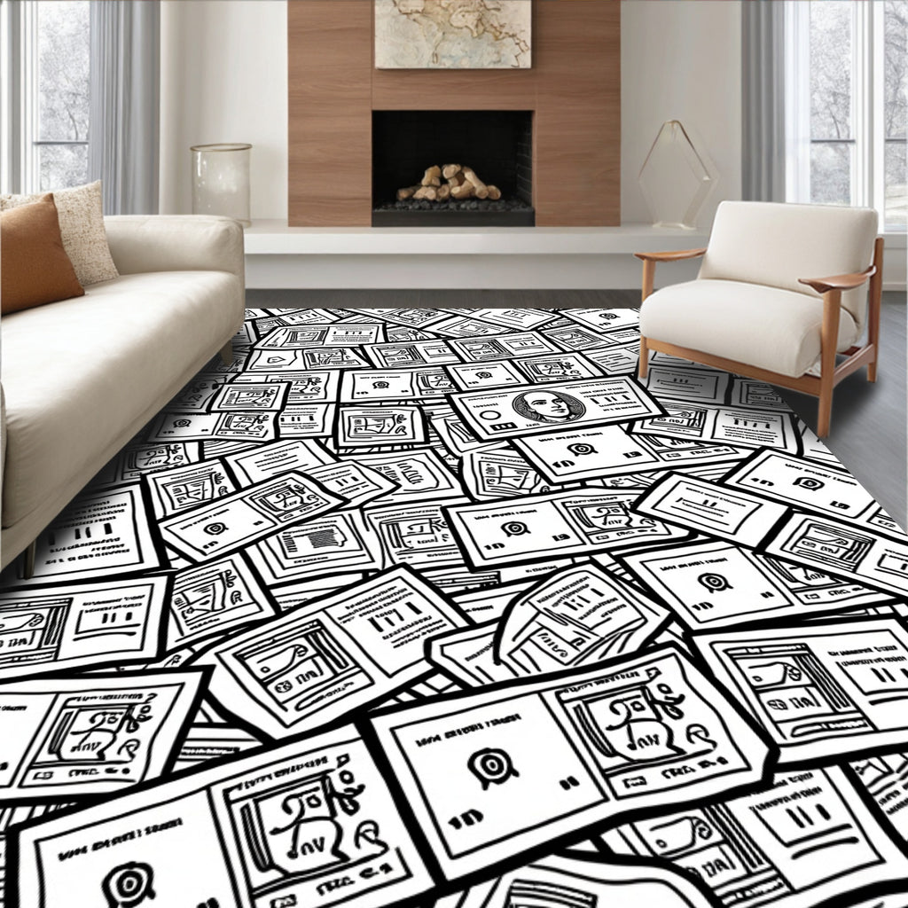 United States Dollar Paper Illustration Rug