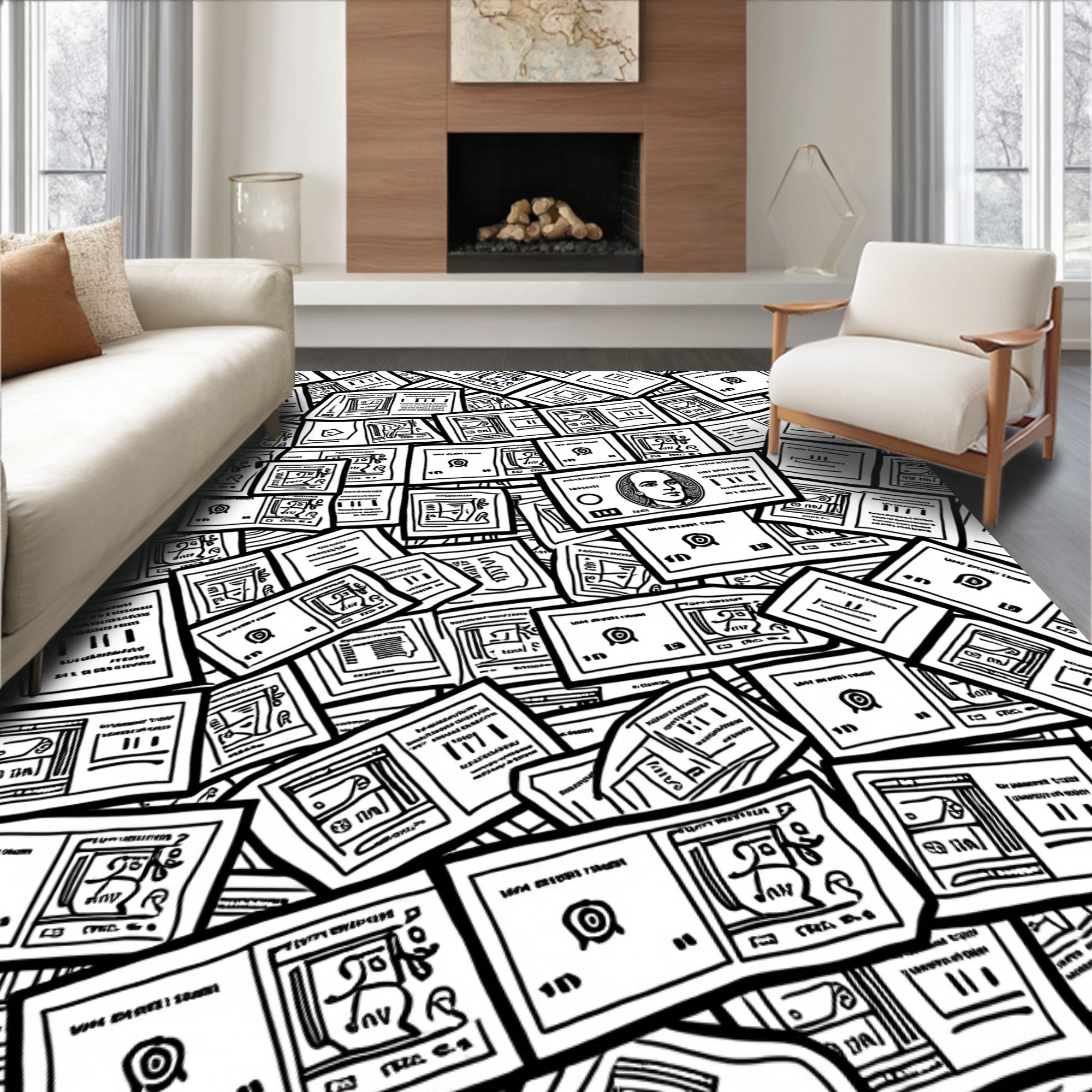 United States Dollar Paper Illustration Rug