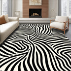 Striking Black White Animalistic Strokes Rug