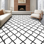 Black White Geometric Scale Layering Rug