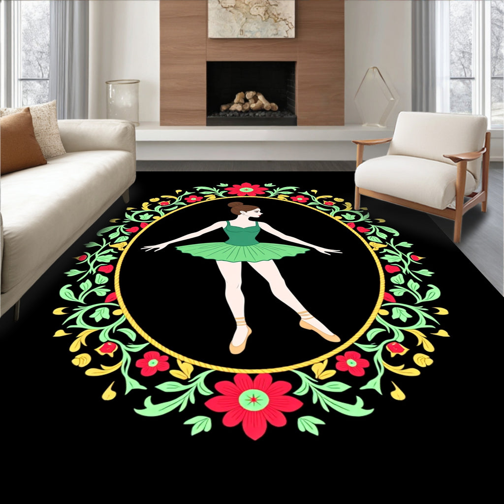 Emerald Ballerina Floral Oval Charm Rug