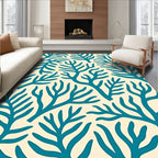 Teal Silhouette Coral Branches Rug