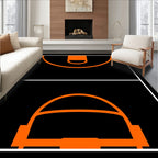 Black Orange Court Lines Rug