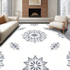 Gray Slate Floral Medallion Arrangement Rug