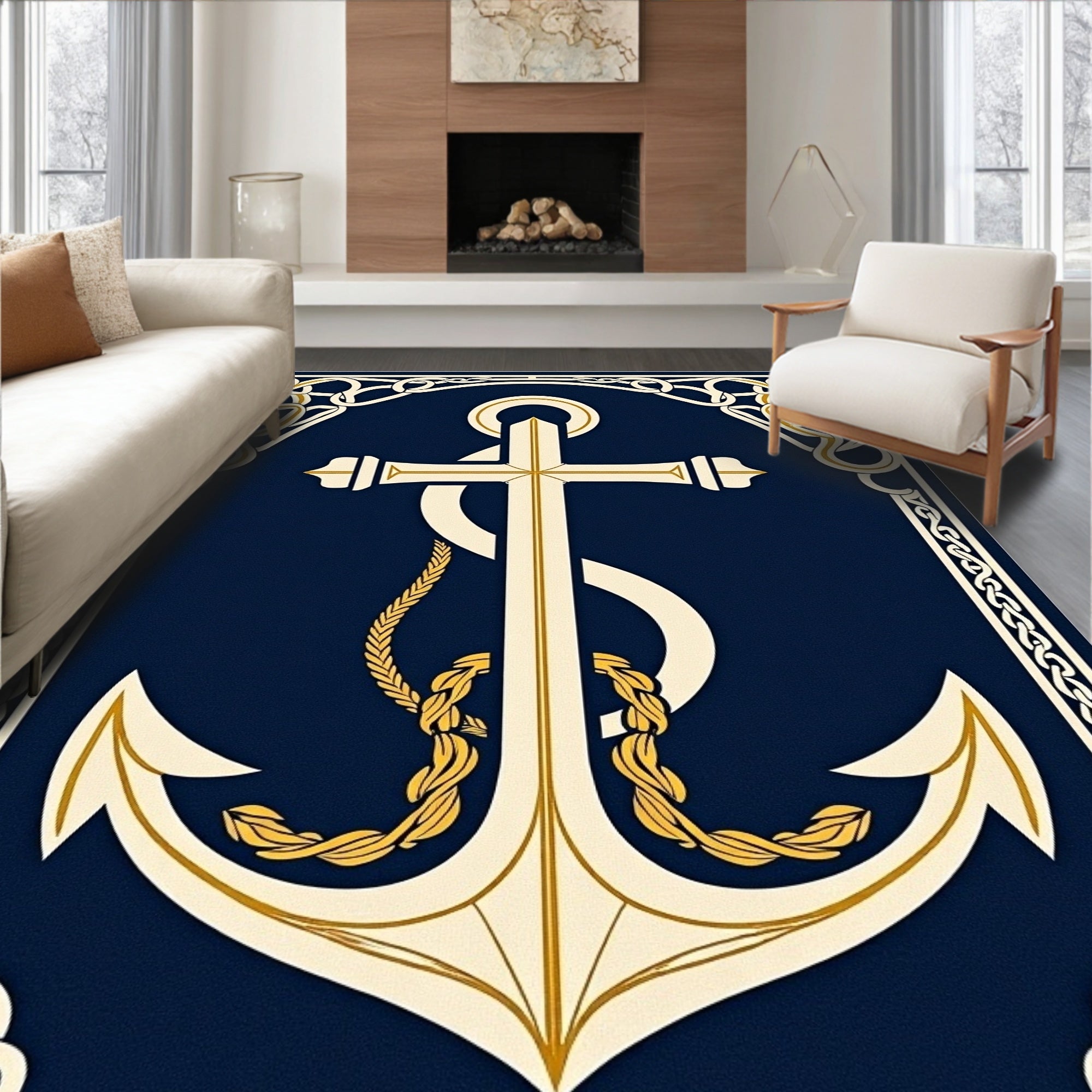 Nautical Anchor Rope Celtic Border Rug