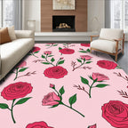 Rose Blush Pink Floral Branches Rug