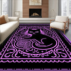 Mystical Black Cat Cosmic Swirls Rug