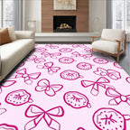 Pink Bows Abstract Circular Forms Rug