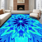 Vibrant Blue Teal Radial Bloom Rug
