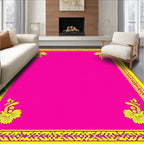 Vibrant Pink Yellow Floral Border Rug