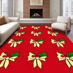 Festive Holly Bows Red Rug