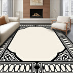 Black White Deco Border medallion Rug