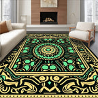 Black Yellow Green Floral Mandalas Rug