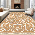 Caramel Floral Ornament Medallion Rug
