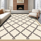 Rustic Cream Lattice Border Rug
