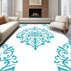 Turquoise Floral Medallion Corner Accents Rug
