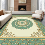 Emerald And Gold Medallion Frame Rug