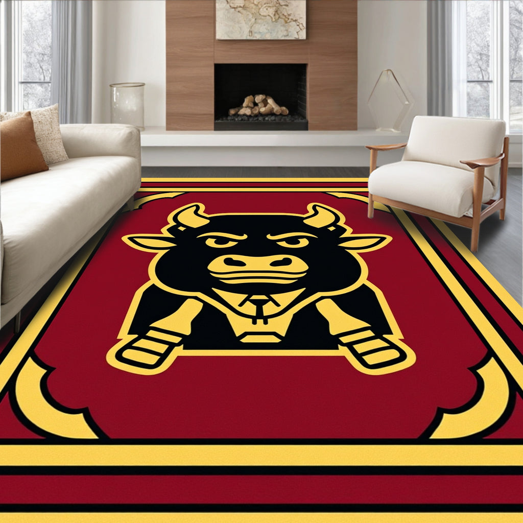 Crimson Bull Formal Portrait Rug