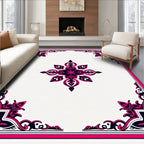 Vibrant Pink and Navy Floral Medallion Rug