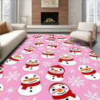 Pink Snowman With Red Scarf Collection Rug