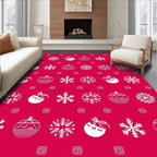 Crimson Snowflakes Baubles Holiday Accents Rug