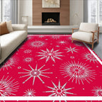 Festive Red White Snowflake Collage Rug