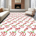 Red Green Playful Strokes Abstract Rug
