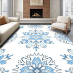 Pale Blue Snowflake Medallion Repeat Rug