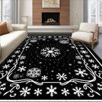 Winter White Snowflake Frame Rug