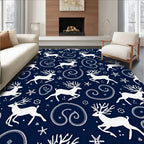 Winter White Reindeer Snowflake Swirls Rug