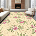 Vintage Pink Rose Botanical Swirls Rug