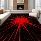 Vibrant Red Burst Abstract Rug