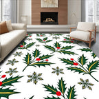 Festive Holly Berry Snowflake Collage Rug