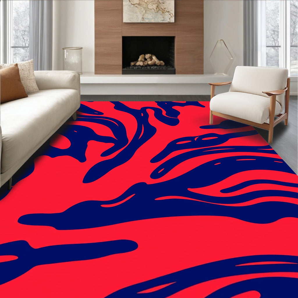 Vibrant Scarlet Wavy Flow Rug
