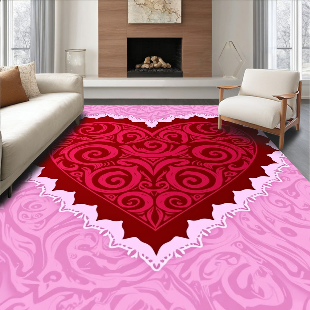 Crimson Heart Lace Motif Rug