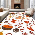 Autumn Kittens Maple Leaves Pumpkin Swirls Rug