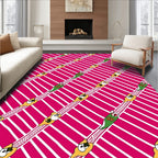 Playful Pink Striped Characters Rug