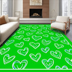 Emerald Green Heart Outline Collage Rug