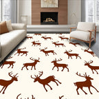 Brown Deer Silhouette Cream Background Rug