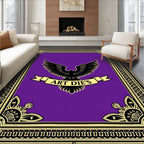 Ornate Black Eagle Purple Gold Border Rug