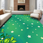 Enchanting Green Starry Floral Meadow Rug