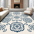 Navy Floral Medallion Arrangement Rug