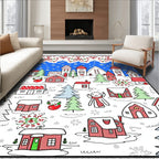 Whimsical Winter Village Snowfolk Rug