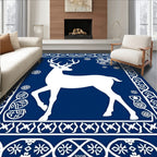 White Stag Winter Snowflake Border Rug