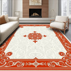 Crimson Ornate Scrollwork Central Medallion Rug