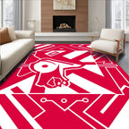 Bold Red Geometric Abstract Rug