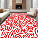 Dynamic Red Swirl Spiral Flow Rug