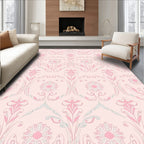 Pale Pink Floral Scroll Wallpaper Rug