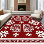 White Starburst Arabesque Crimson Rug